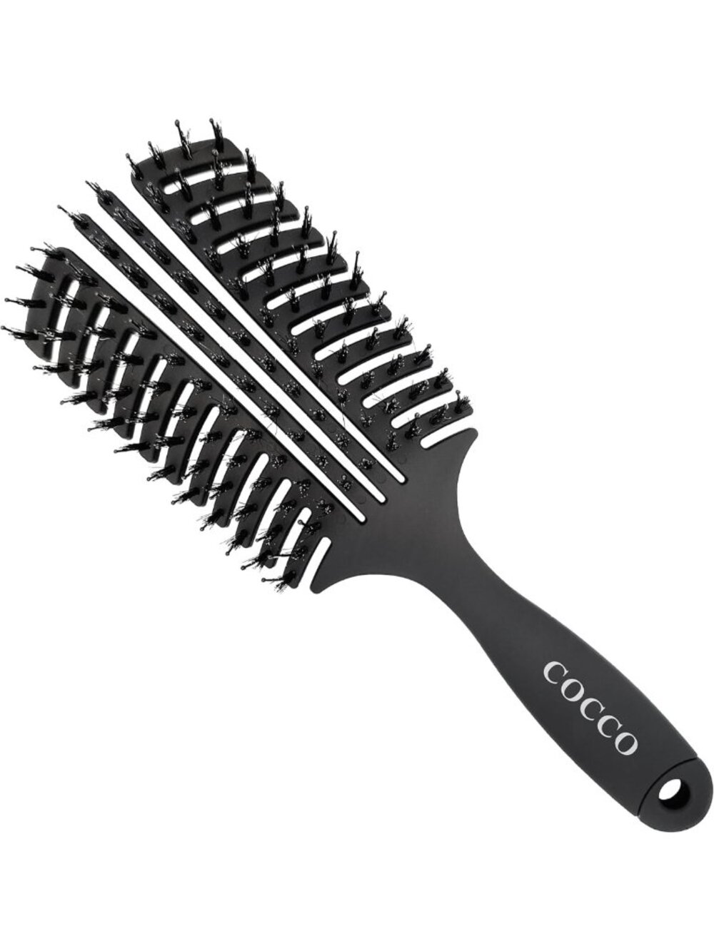 Curved Detangling Brush - Vented Boar & Nylon Bristles for Smooth Styling